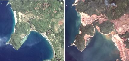 津波による広大な浸水域 スマトラ島
